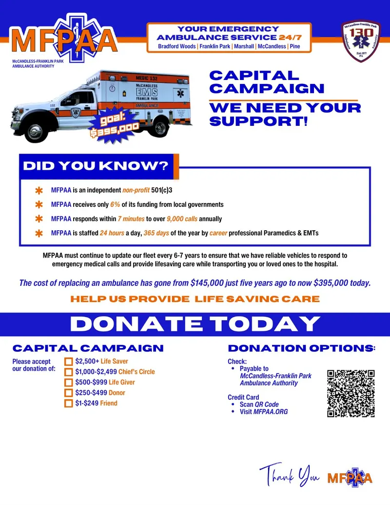 MFPAA Capital Campaign mailer, page 1