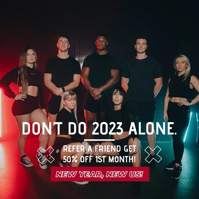 X Shadyside Q1 2023 refer-a-friend ad: DON'T DO 2023 ALONE over the New Year, New Us cast photo
