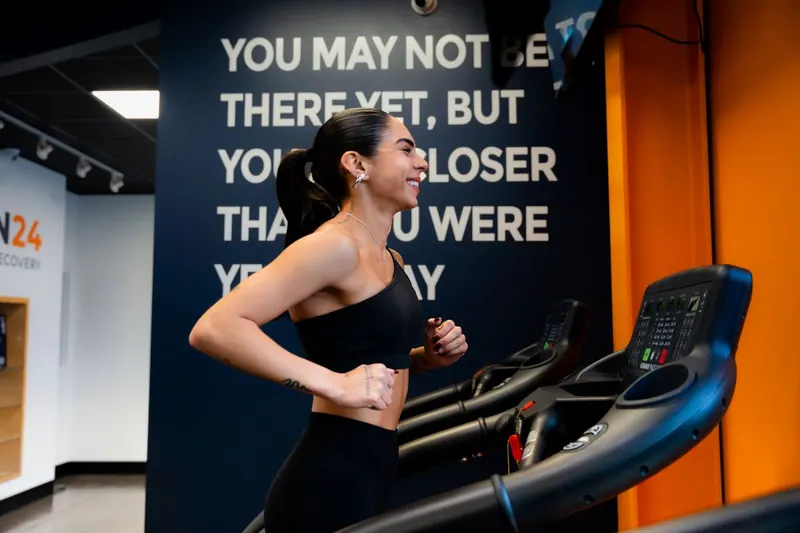 Running on a treadmill at Iron 24