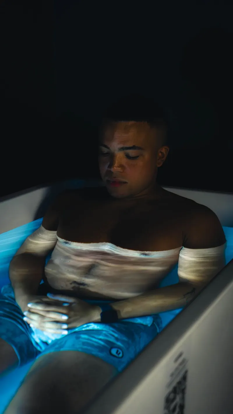 Cold plunge in the Iron 24 recovery room