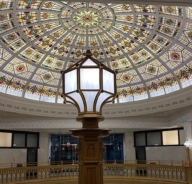 Tenant app login screen background: the stained-glass dome and brass lantern