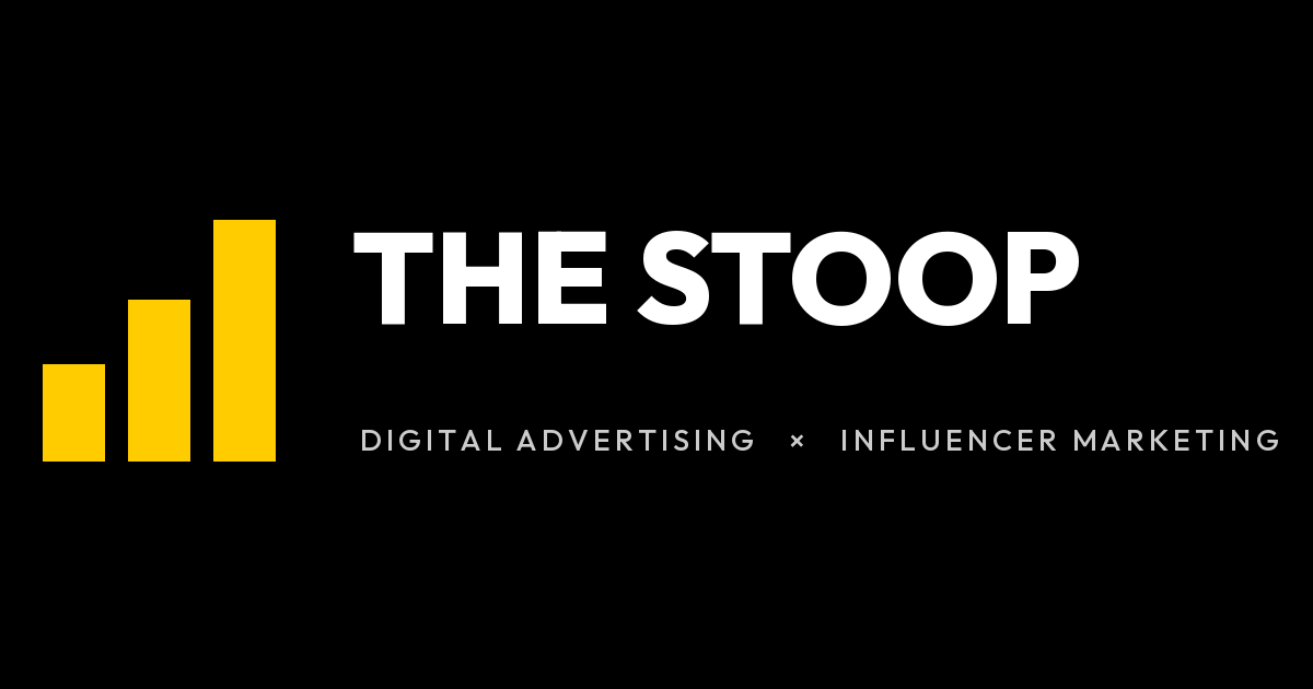 The Stoop share image: three yellow bars and THE STOOP in white on black, with the line Digital Advertising and Influencer Marketing